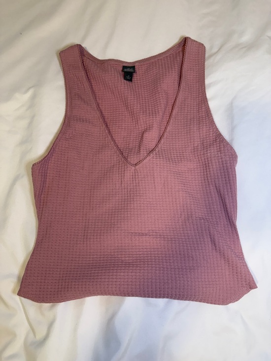 Mauve Waffle V-Neck Tank Bodysuit - Picture 5 of 6